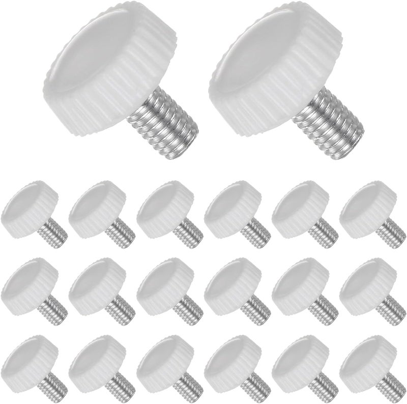 CoCud Thumb Screw Knurled Knobs, M5 x 12mm Male Thread, White Round Head Clamping Screw Threaded Stud Hand Knobs Grip, (Applications: for Machinery Lathes), 30-Pieces - Image 1
